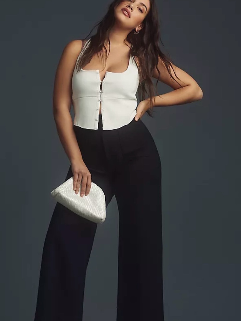 Maeve The Colette Ponte Crop Wide-Leg Pants by Anthropologie Black sixe 26P